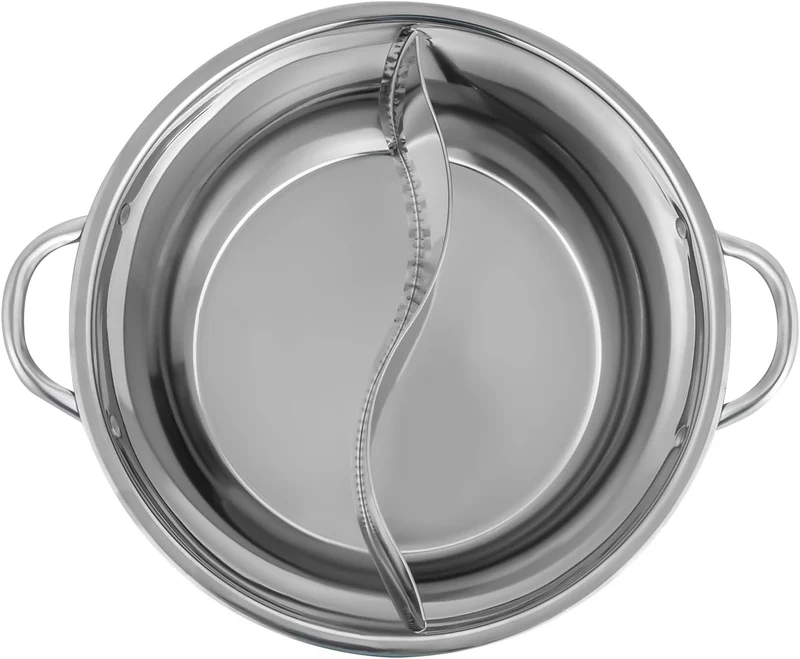 Hot pot Topf Suppe 34cm/28cm Kochgeschirr Rund Kochtopf aus Edelstahl mit Trennwand und sichtbaren D