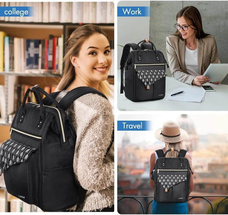 Lekesky Rucksack Damen Rucksack 15,6 Zoll Schulrucksack Daypack mit Anti Diebstahl Tasche für Reisen