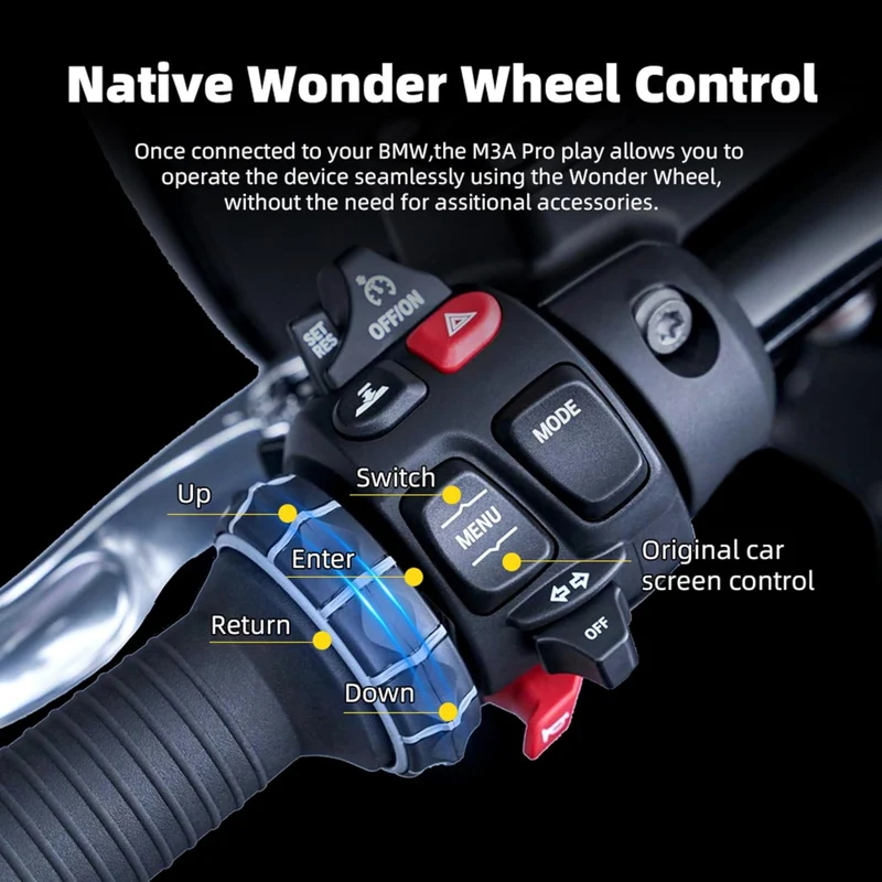 Motorradnavi für BMW, 5 Zoll Kabellos Apple CarPlay & Android Auto Display, Native Wonder Wheel Steu