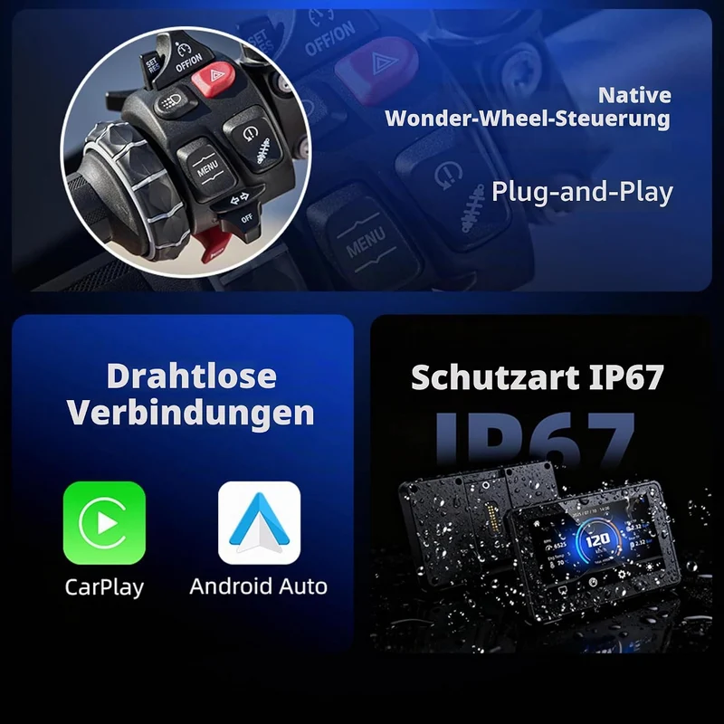 Motorradnavi für BMW, 5 Zoll Kabellos Apple CarPlay & Android Auto Display, Native Wonder Wheel Steu