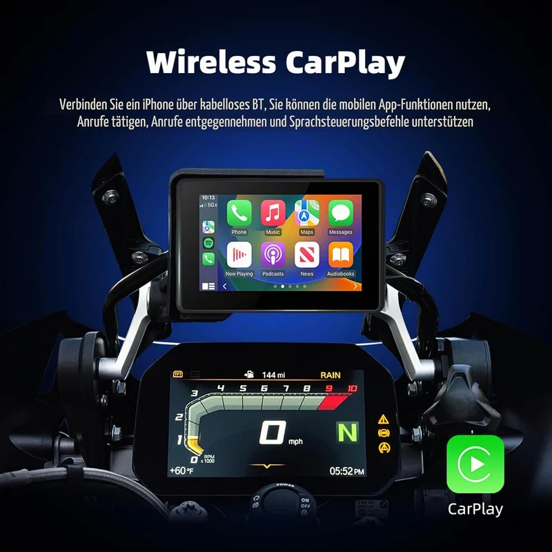 Motorradnavi für BMW, 5 Zoll Kabellos Apple CarPlay & Android Auto Display, Native Wonder Wheel Steu
