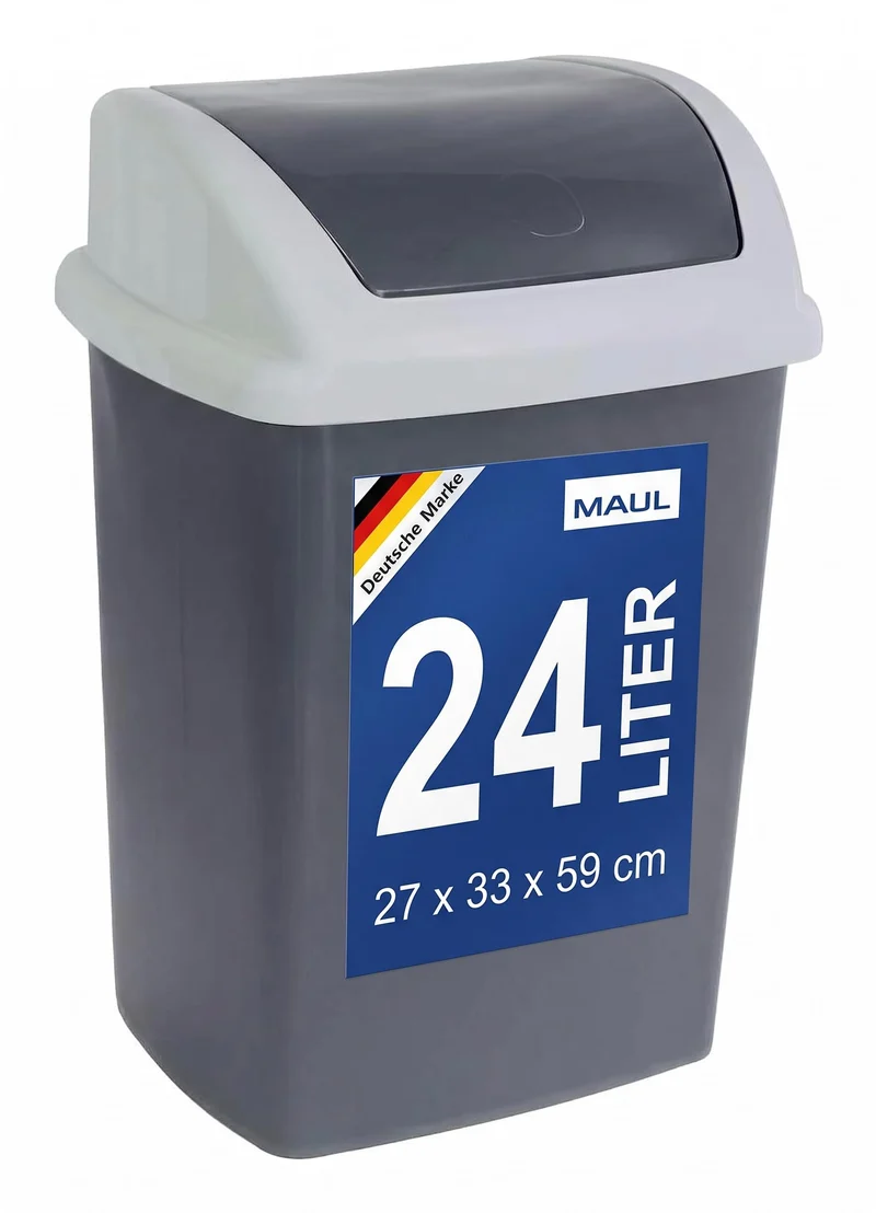 MAUL Abfalleimer mit Deckel 24l MAULswing | Mülleimer aus robustem Kunststoff | Abfallbehälter mit a