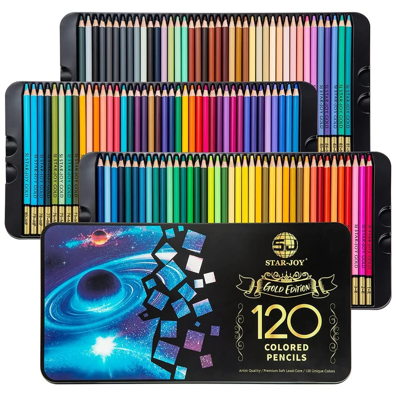 SJ STAR-JOY Gold Edition Buntstifte für Erwachsene, 120 Buntstifte für Schichten, Schattierungen, Ur