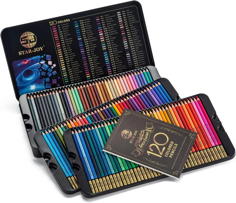 SJ STAR-JOY Gold Edition Buntstifte für Erwachsene, 120 Buntstifte für Schichten, Schattierungen, Ur