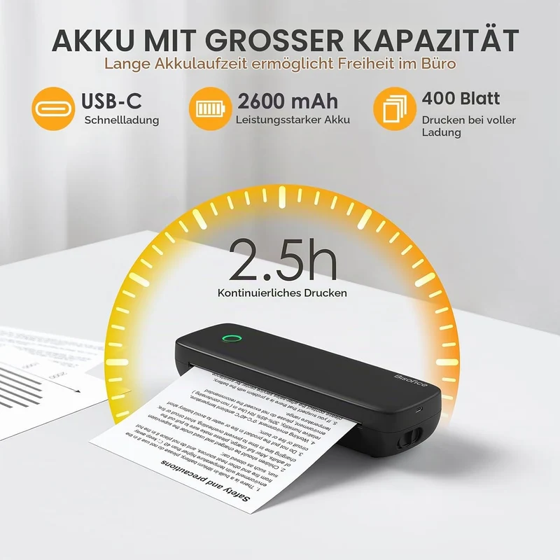 Bisofice L81 Mobiler Tragbarer Drucker Bluetooth Thermodrucker A4 Mobiler Drucker A4 Klein Kompakt P