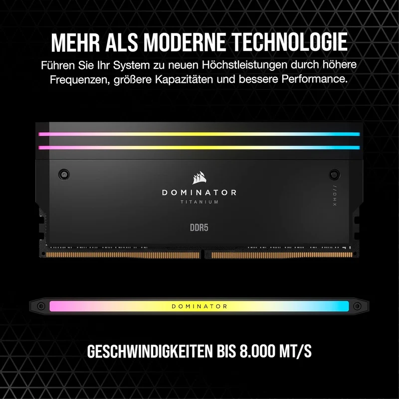 CORSAIR Dominator Titanium RGB DDR5 RAM 64GB (2x32GB) DDR5 6400MHz CL32 Intel XMP iCUE-Kompatibler C