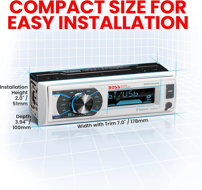 BOSS Audio Systems mr632uab 200 W Bluetooth weiss Empfangsgerät für digitale Instrumente, Empfangsge