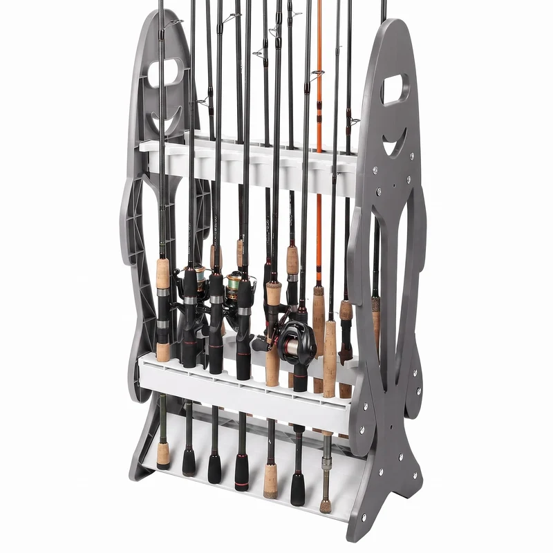 QWORK® Angelrutenhalter, Rutenständer für 16 Angelruten, Stabiler und Leichter Rutenhalter, für Meis