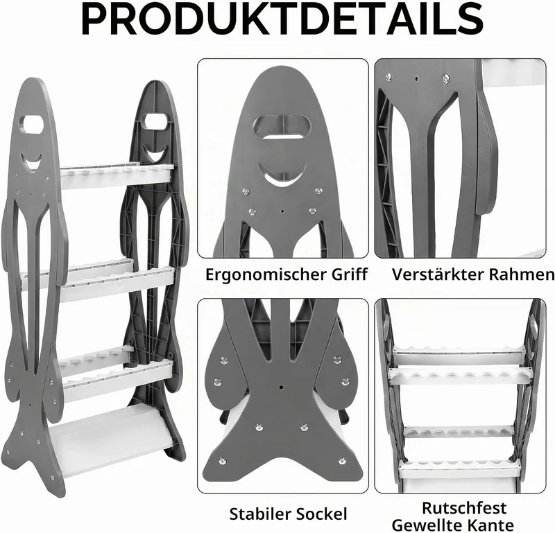 QWORK® Angelrutenhalter, Rutenständer für 16 Angelruten, Stabiler und Leichter Rutenhalter, für Meis