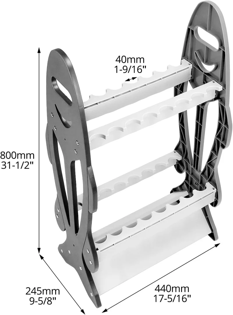 QWORK® Angelrutenhalter, Rutenständer für 16 Angelruten, Stabiler und Leichter Rutenhalter, für Meis