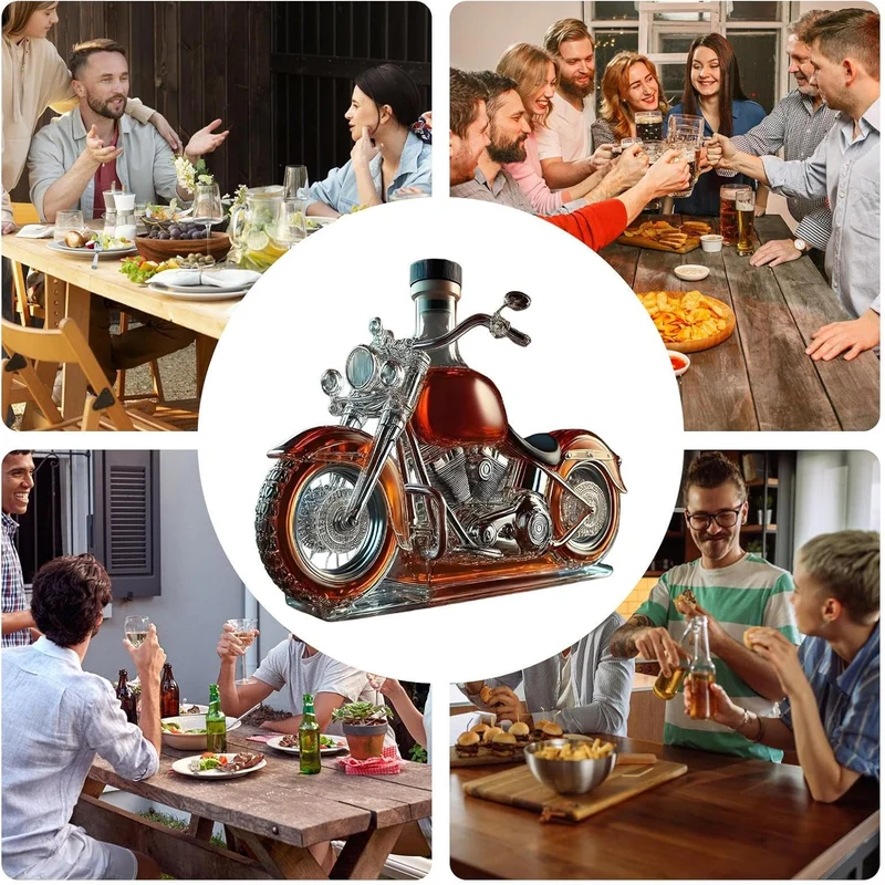 Motorrad Stil Weindekanter | Neuheit Whisky Flasche | 3D Motorrad Deko Glasweinflaschen Rotweinkante