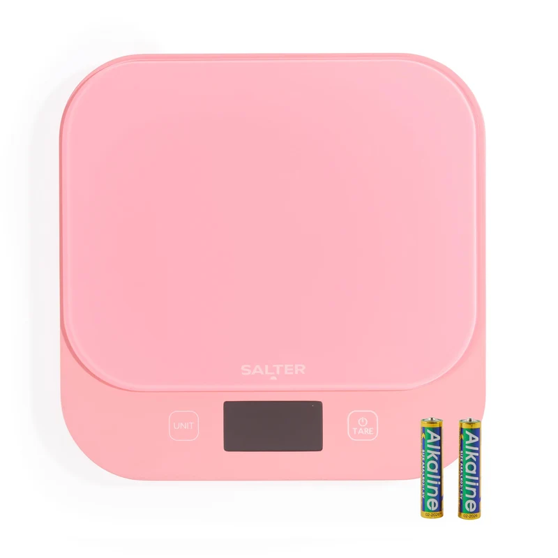 Salter British Bakes Digitale Küchenwaage – Pinke Backwaage mit hoher 10-kg-Kapazität, misst Flüssig