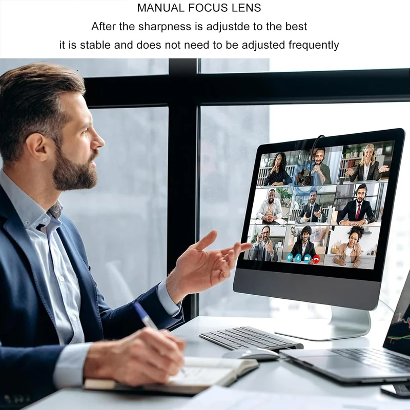 Denash 1080P-Webcam mit Mikrofon, Eye Center Cam-Webcam für den Mittleren Bildschirm, Plug-and-Play-