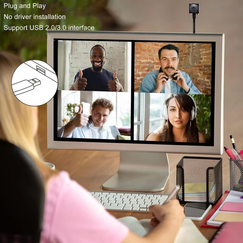 Denash 1080P-Webcam mit Mikrofon, Eye Center Cam-Webcam für den Mittleren Bildschirm, Plug-and-Play-