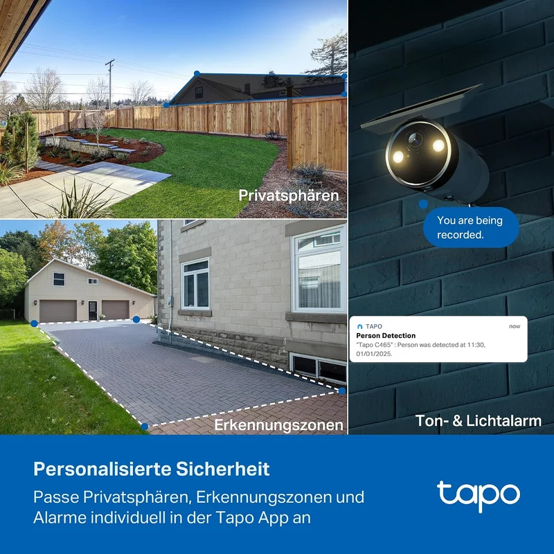 Tapo C465 Solar Aussenkamera Akku, 4K 8MP, Farbnachtsicht, kostenlose KI-Erkennung, 2-Wege-Audio, lo