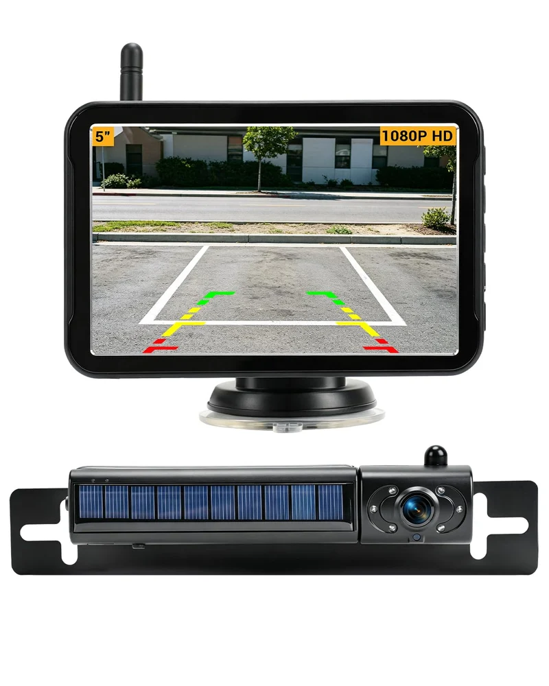 5 Zoll Rückfahrkamera Kabellos Set 1080P Solar Kabellos Rückfahrkamera Kabellose Rückfahrkameras für