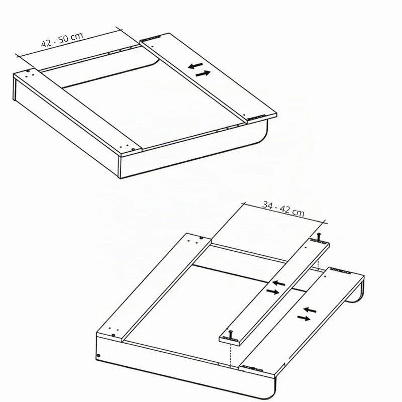 Wickelaufsatz mit 80 cm hinterer Leiste, 53,2 × 70 cm, Weiss Weiss 53cm mit Leiste 80cm, Weiss 53cm