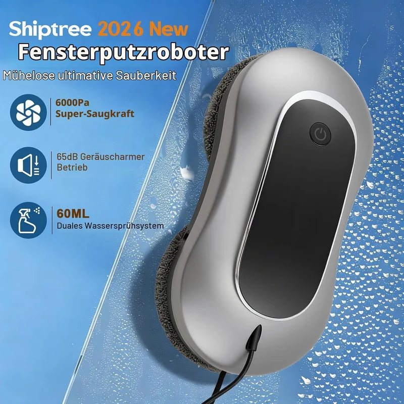 Fensterputzroboter, Fensterputzroboter mit Sprühfunktion, Turbo Boost Saugkraft 7000Pa, Mehrfachschu