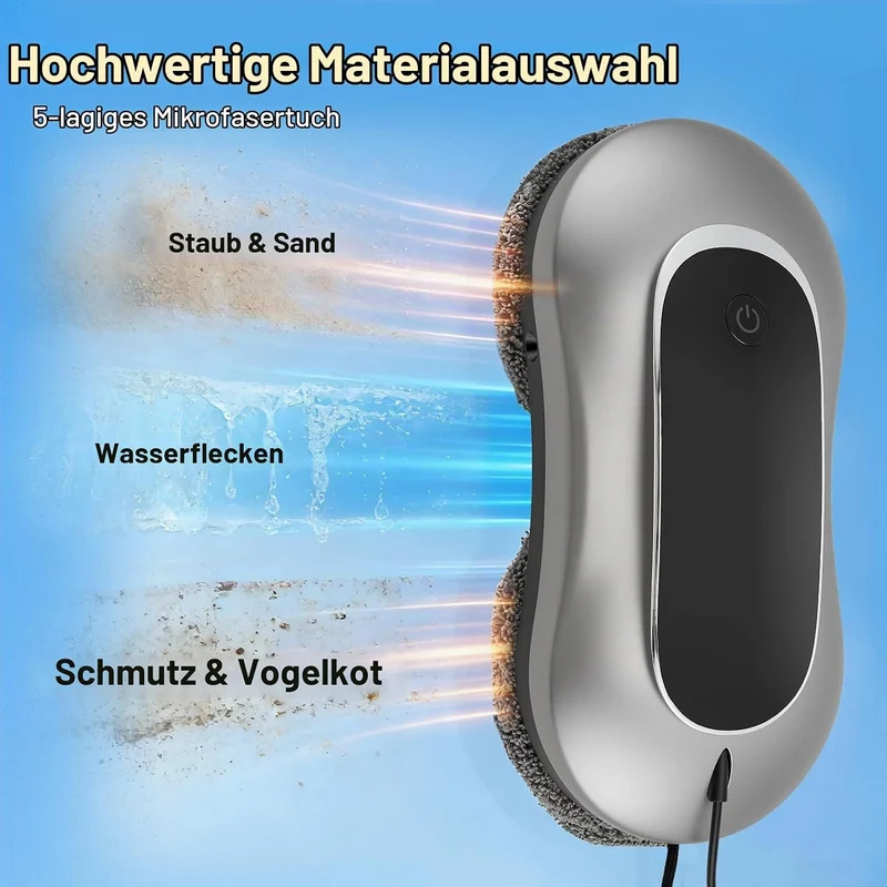 Fensterputzroboter, Fensterputzroboter mit Sprühfunktion, Turbo Boost Saugkraft 7000Pa, Mehrfachschu
