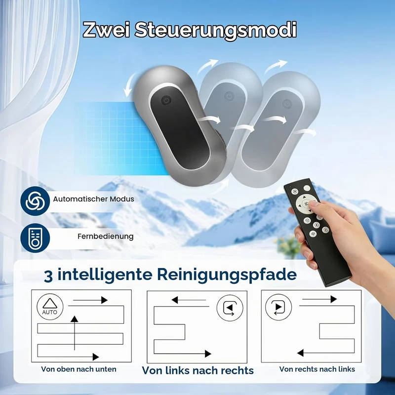 Fensterputzroboter, Fensterputzroboter mit Sprühfunktion, Turbo Boost Saugkraft 7000Pa, Mehrfachschu