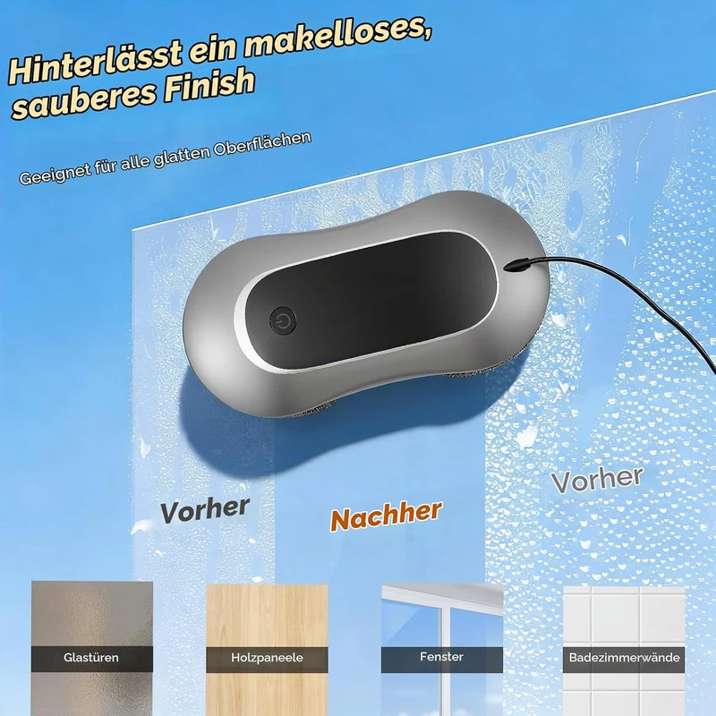 Fensterputzroboter, Fensterputzroboter mit Sprühfunktion, Turbo Boost Saugkraft 7000Pa, Mehrfachschu