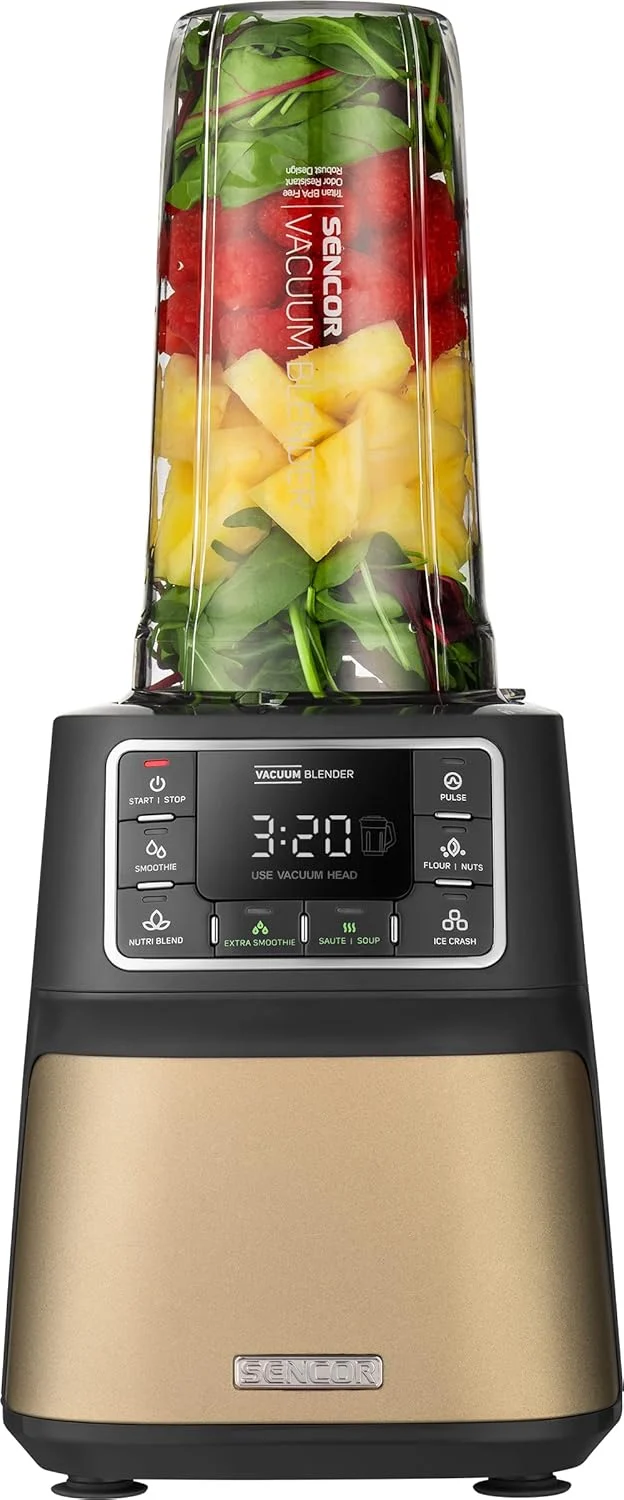 SENCOR SBU 7877CH Automatischer Vakuum-Super-Mixer, 1500 Watt, Smoothie, 7 Programme, Champagne