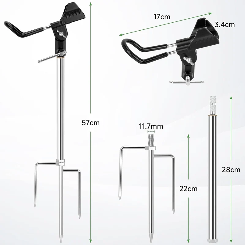 KOMCLUB Rutenhalter, Angelrute Halter 2 Stück Edelstahl Universal Ruten Ständer 360°Verstellbar Ange