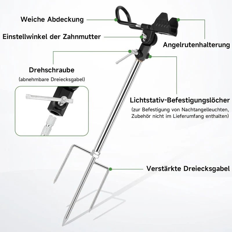 KOMCLUB Rutenhalter, Angelrute Halter 2 Stück Edelstahl Universal Ruten Ständer 360°Verstellbar Ange