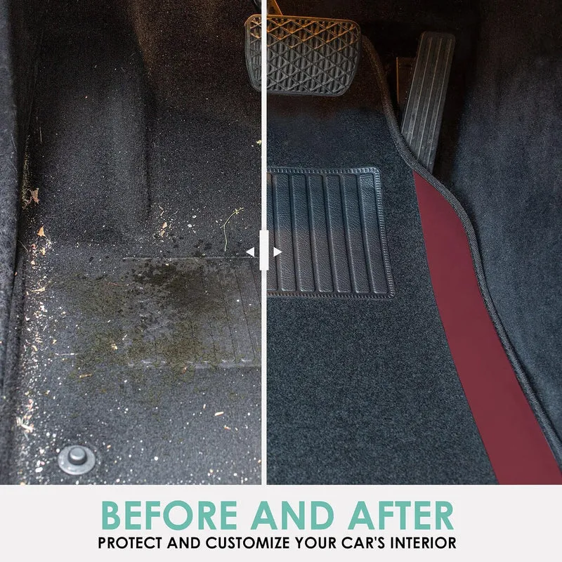 FH Group F14407 Burgunder Universal Fit Premium Teppich Burgunderrot Auto-Fussmatten passend für die