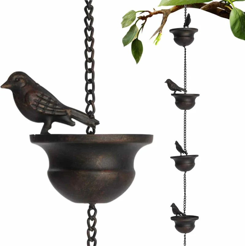 Regenketten Für Draussen,Regenkette Vögel 2.4m,Regenkette Dachrinne,Regenkette Ablaufkette,Regenkett