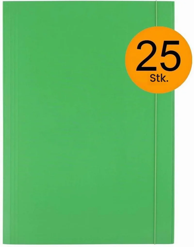 D.RECT 25 Stück Sammelmappe aus Karton | Postmappe mit Gummiband | 300g Grün Grün 25 Stück, Grün 25
