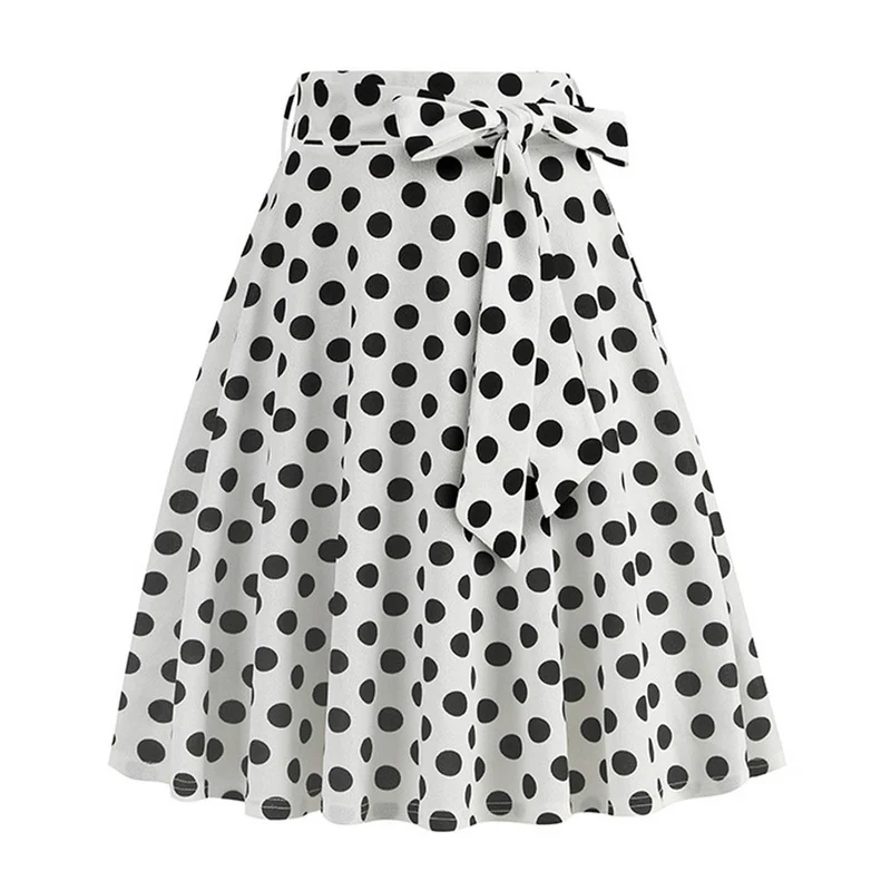 Dunkelblau Damen im französischen Retro-Stil, lässig, modisch, gepunktet, mit Gürtel Dalmatiner Kost