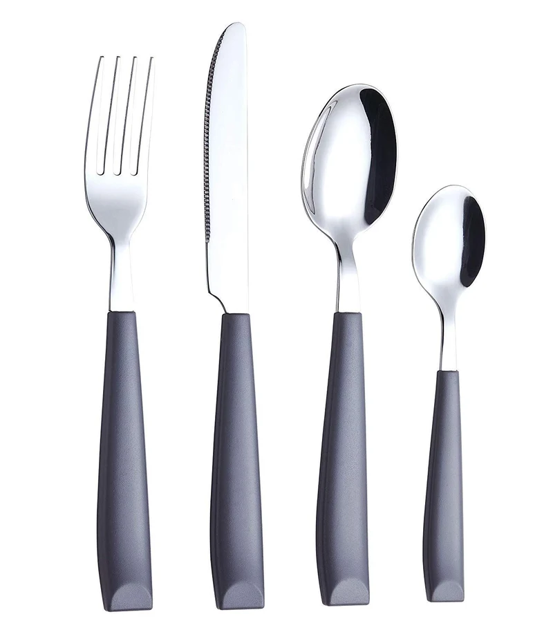 EXZACT 16 PCS Besteck Set/Edelstahl-Besteck - Edelstahl mit Kunststoff-Handgriffen - Bequem zu halte