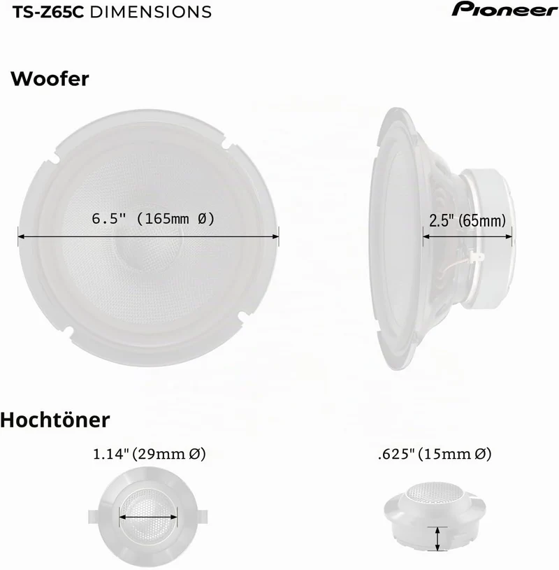 Pioneer TS-Z65C 2-Wege Komponenten Lautsprechersystem 17 cm 6.7", 6.7"