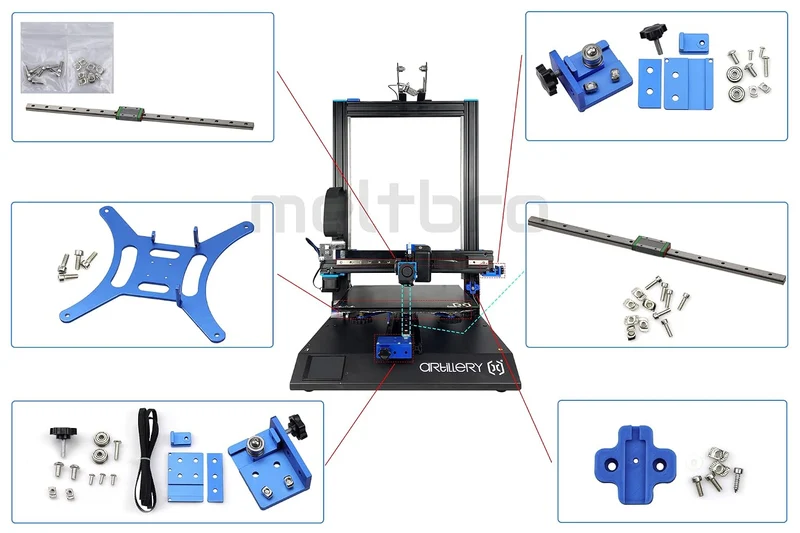 Artillery Sidewinder X1 X2 rail kit, Umbau auf MGN12 Schienen, Spanner, mit/ohne original HIWIN (X1