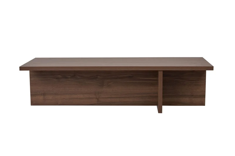 Stilvoller Couchtisch in Walnuss, 120 x 30 x 45 cm | 100% melaminbeschichtete Spanplatte, 25 mm dick