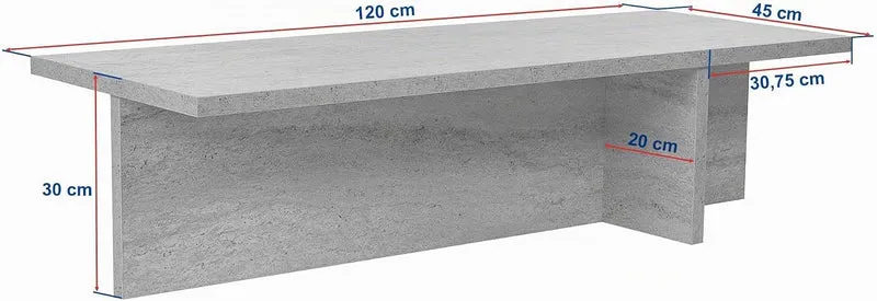 Stilvoller Couchtisch in Walnuss, 120 x 30 x 45 cm | 100% melaminbeschichtete Spanplatte, 25 mm dick