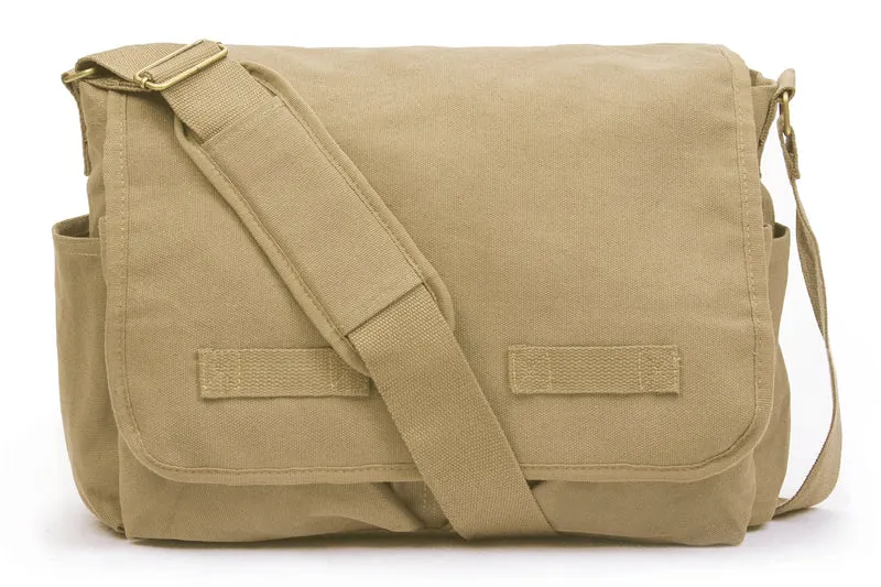 Sweetbriar Classic Vintage Messenger Bag - Original Heavyweight Cotton Canvas Shoulder Bag with Upgr