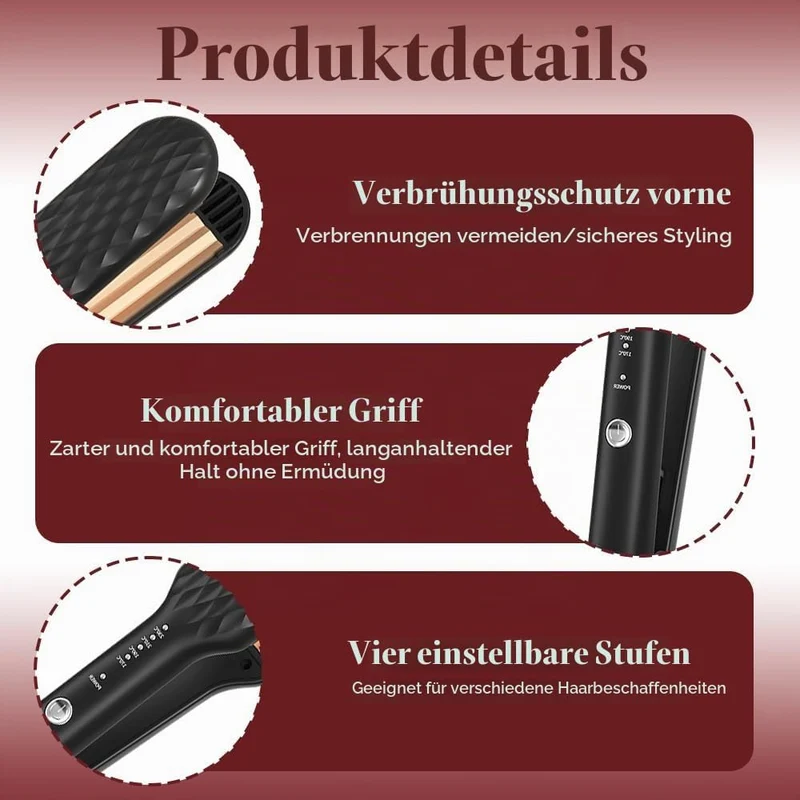 NAVESO Kreppeisen für die Haare, Crepe Eisen Haare, 35W Welleneisen für Haare, Kreppeisen Haare mit