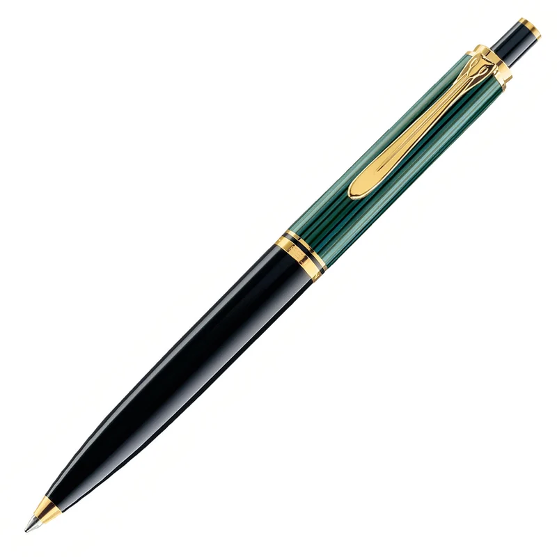 Pelikan Kugelschreiber Souverän 400, Schwarz-Grün, hochwertiger Druckkugelschreiber im Geschenk-Etui