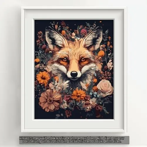 Bougimal Malen Nach Zahlen Erwachsene Tiere Mit Rahmen inklusive Pinsel und Acrylfarben - 40 x 50 cm