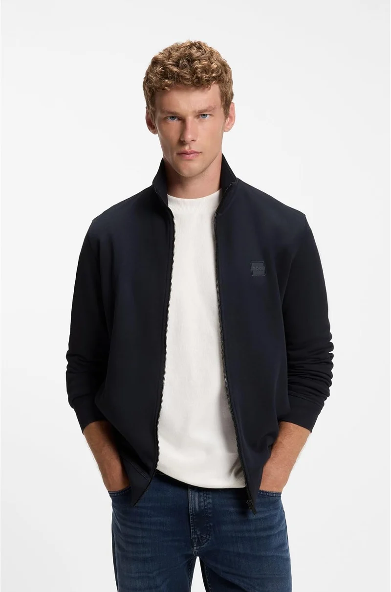 BOSS Herren Zestart Jacke aus Baumwoll-Terry mit Reissverschluss und Logo-Aufnäher XS Dark Blue, XS