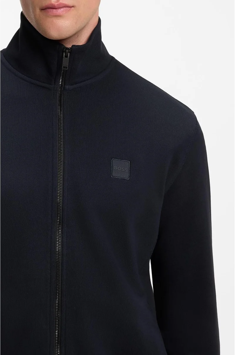 BOSS Herren Zestart Jacke aus Baumwoll-Terry mit Reissverschluss und Logo-Aufnäher XS Dark Blue, XS