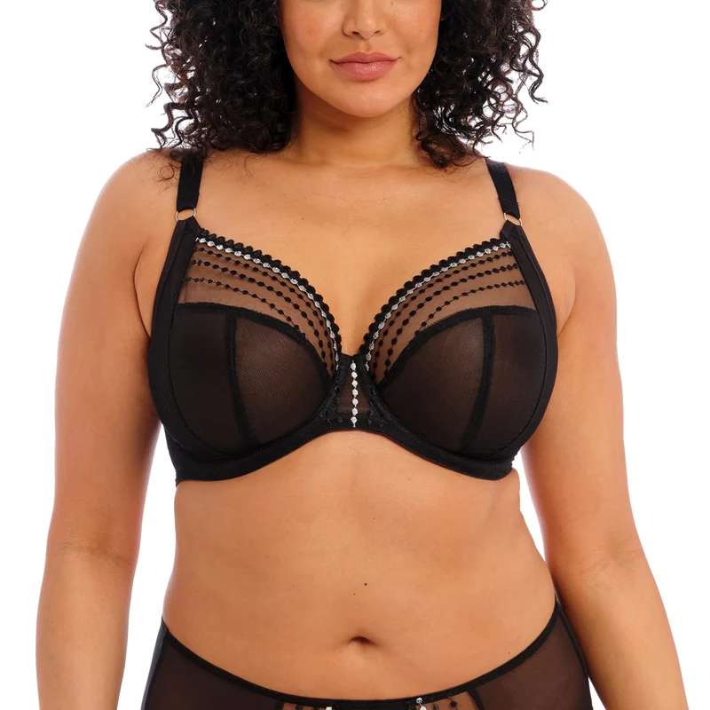 ELOMI Damen Plus Size Matilda Underwire Plunge Bra BH, 0,5 cm M Schwarz, M Schwarz
