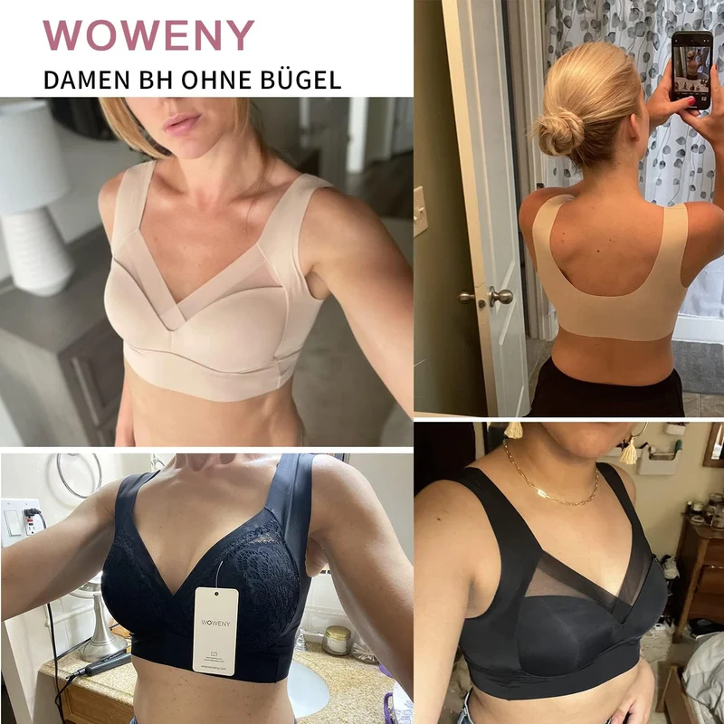 WOWENY Damen Komfort BHS Ohne Bügel Zero Feel Bralette für Frauen, Weich und Bequem T Shirt Schlaf B