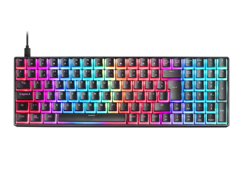 Mars Gaming MKULTRA, Mechanische Tastatur Schwarz RGB, Kompakt 96%, Schalter Outemu SQ Braun, Franzö