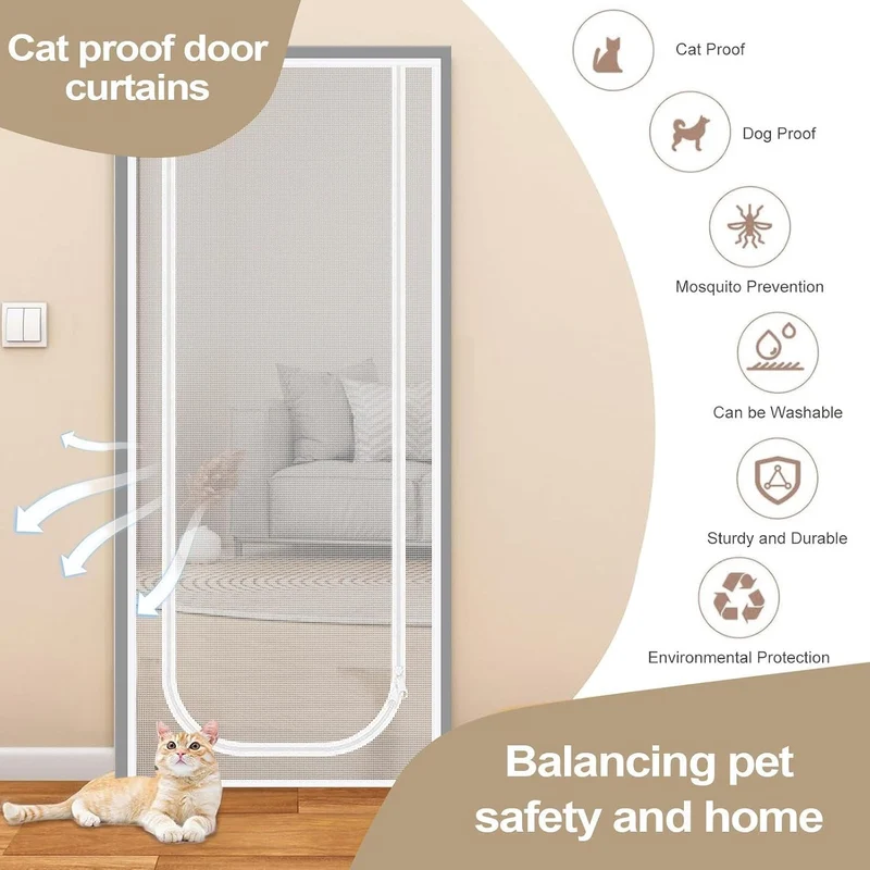 Katzen Bildschirmtür | Cat Proof Door Screen | Heavy Duty Mesh Doors Screens Net für Katzen mit dopp