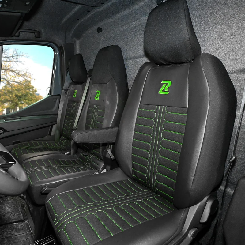 LUCARO Sitzbezüge Auto Set Tornado für Renault Master 4, Nissan Interstar 3 Grün Rückenlehne und Sit