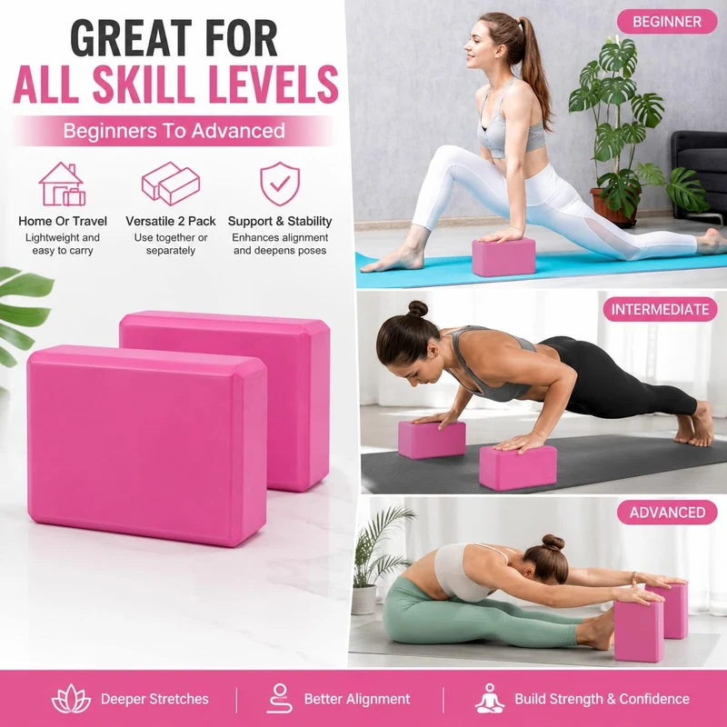EXERZ Yoga-Blöcke, 2 Stück, Gymnastikblöcke, Übung, Workout, Fitness, Pilates, Stretch, Handstand, r