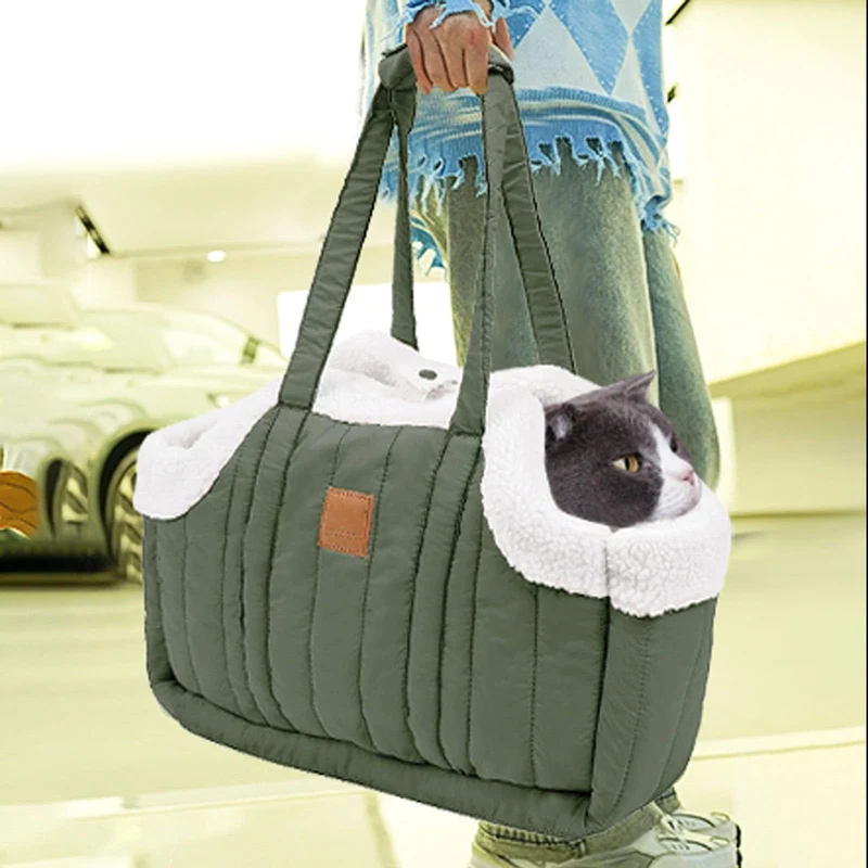 Kleine Hundetragetasche aus Winterfleece, warme Hundetragetasche mit sicherem Geschirr-Clip Grossen